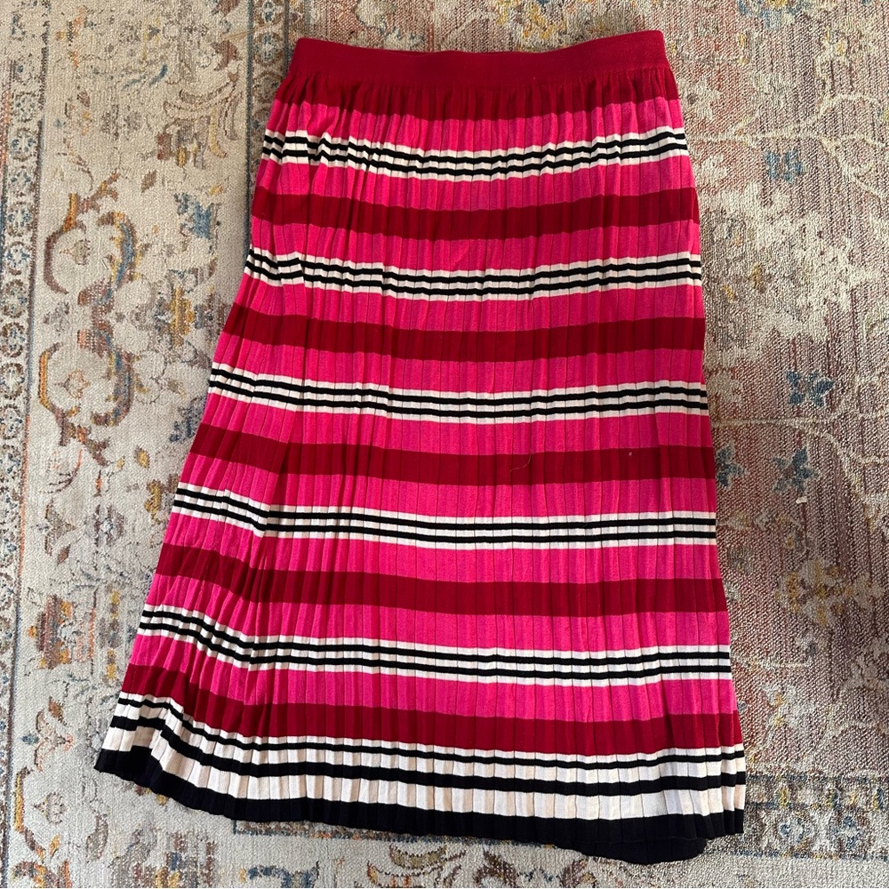 Anthropologie Pink and Black Striped A-Line Skirt